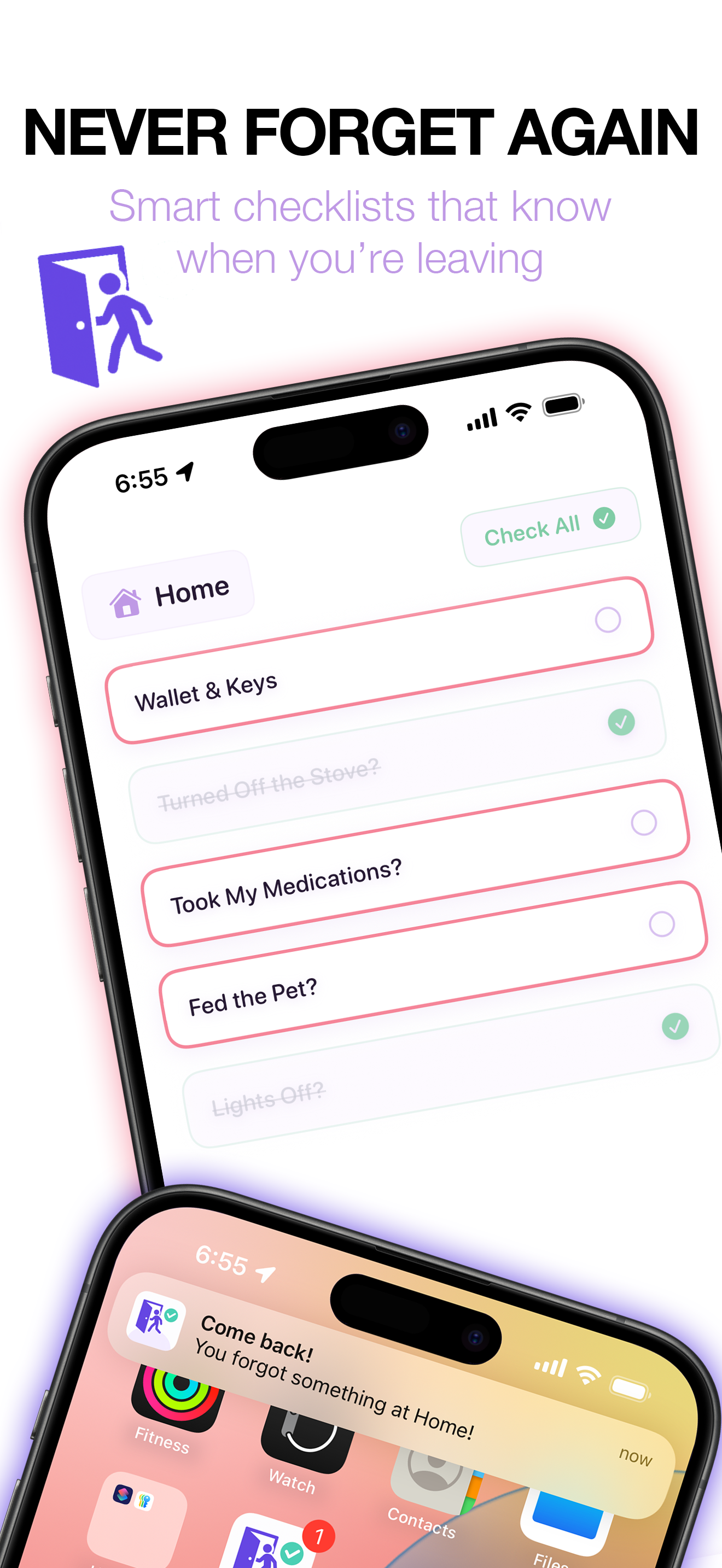 Smart checklists that know when you're leaving